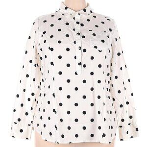 Lane Bryant White Black Polka Dot Blouse 18/20